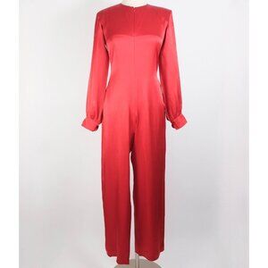 Vintage Yves Saint Laurent YSL sz M jumpsuit romper red dress satin Rive Gauche